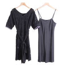 West Lake Pavilion (S) high-end spring wear v-neck lace hook dress small sling two-piece cut label
