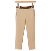 West Lake Loft Old (Meadow) Spring Loaded Gold Velvet Stripe Splicing High Waist Repair Body Casual Pants WD1165 Cut Mark