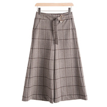 West Lake Pavilion (mining) winter thousand bird grid A- shaped nine-point slinging leg pants FC166