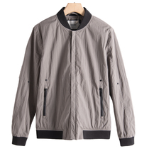 Mens West Lake Pavilion Old (Sen) spring dress ribbed stitching color cotton stand neck SM329