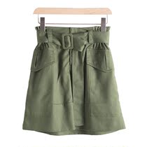 West Lake Pavilion (S) high-end spring dress A- shaped waist Lyocell overalls casual skirt S879 cut