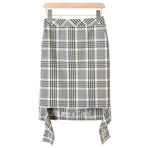 West Lake Loft Old (MC) Spring Dress Black And White Plaid High Waist H Type Bag Hip Half Body Skirt MC211 Cut Mark