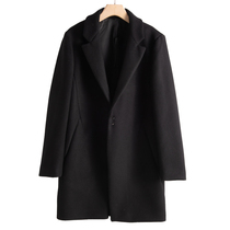 Mens West Lake Pavilion (Sen) winter clothing temperament low-collar wool woolen dark buckle coat coat SM555