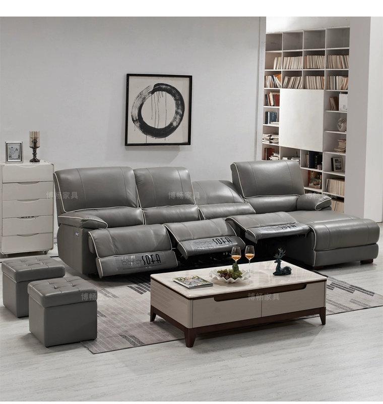 Sofa da, không gian hạng nhất chức năng sofa cabin, căn hộ kích thước tối giản màu xám hiện đại, sofa da nghệ thuật điện - Ghế sô pha