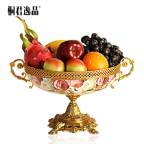 Tongjun Yipin European high-grade fruit plate modern living room household ceramic pure copper personality decoration Chinese New Year fruit plate