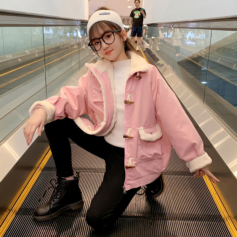 Girl Cotton Clothing Winter Dress New Foreign Pie COTTON PADDED JACKET CHILDREN SUIT DOWN CLOTHING COTTON COAT WITH LONG VERSION OF THE THICKENED TREND