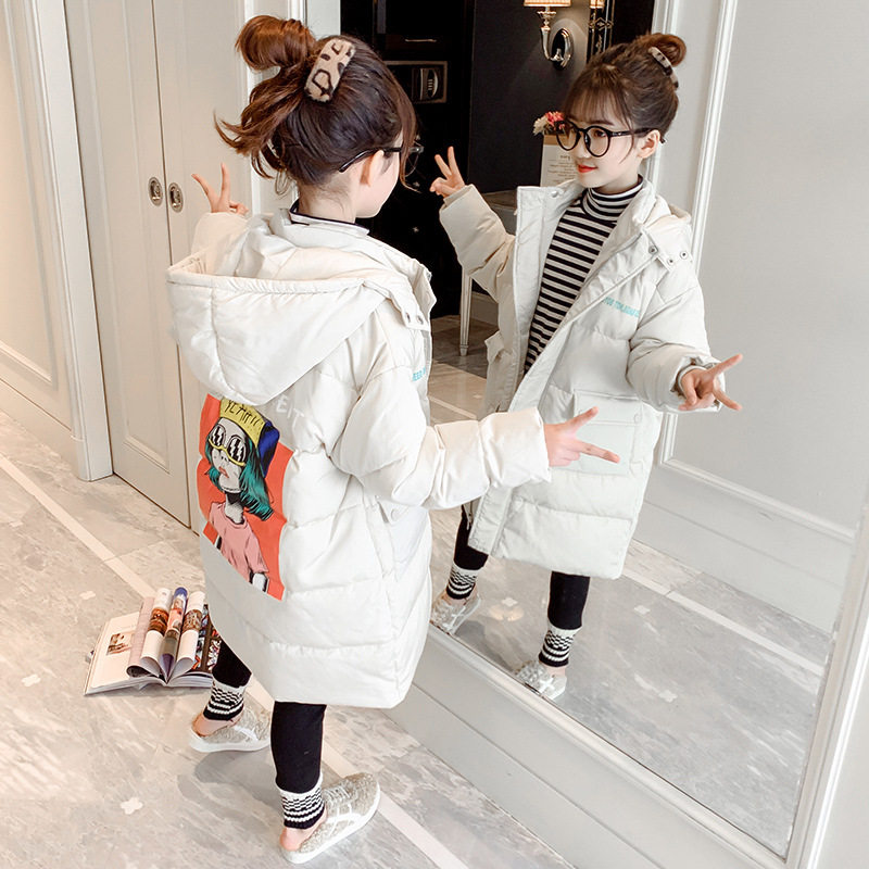 South Korean girl cotton clothes 2021 new coat thickened children suit cotton padded jacket cotton padded jacket with long version down cotton coat in winter