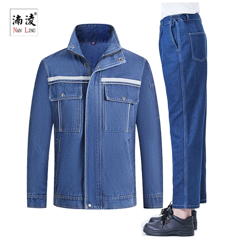 Джинсовый хлопковый комбинезон, увеличенная толщина, защита от ожогов