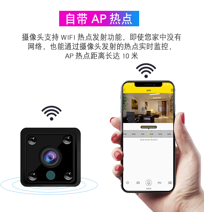 尚青 高清夜视微型摄像头 自带热点/移动侦测/隐蔽 图5