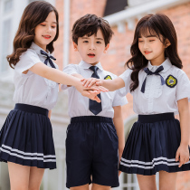 Kindergarten garden uniform summer clothing British college style childrens school uniform suit primary school class uniform summer graduation photo clothing