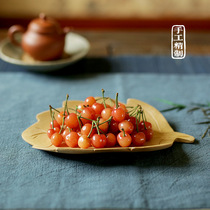 Handmade carved bamboo wood tray fruit tray snack plate home small dish tea tray creative Japanese dinner plate