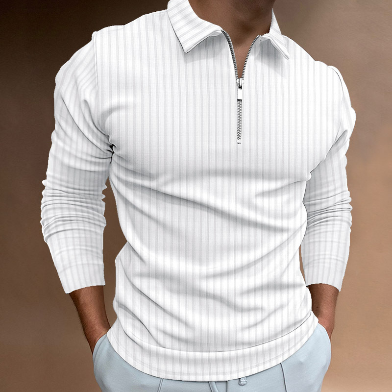 Men's T-Shirt Polo Shirt European and American New Fashion Men's Zipper Striped Long-Sleeved Polo Shirt Men's T-Shirt Polo Shirt European and American New Fashion Men's Zipper Striped Long-Sleeved Polo Shirt