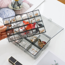 Jewelry Containing Box Mesh Red Plastic Translucent minimalist Stratified Finishing Dorm Earrings Hand-decorated Shelve