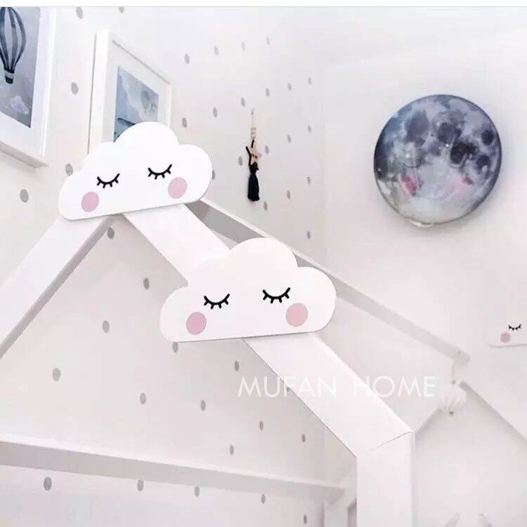 ins Nordic children's house cloud-wall decoration wooden decorative wall patch wall decoration wood-plastic plate wall stickup photo swing piece props