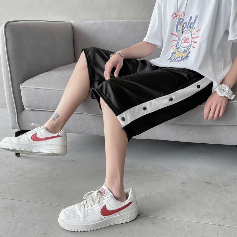 Men's Summer Thin Basketball Training Casual Sports Shorts with Full Side Zipper, Easy to Open and Take Off in Seconds