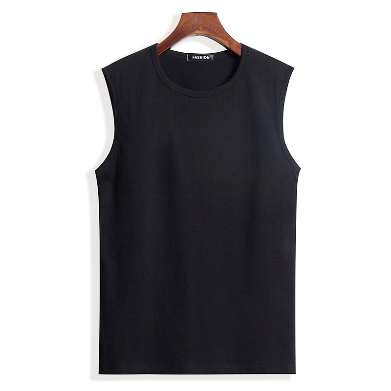 Áo 2 dây cotton không tay nam cổ tròn áo thun rộng cộng với phân bón XL áo khoác bóng rổ - Áo vest cotton áo lông cừu