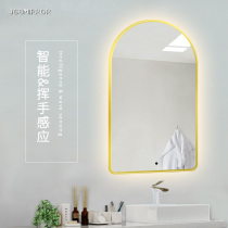 Light luxury dressing table mirror with lamp bathroom smart mirror wall hanging gold frame makeup mirror luminous custom