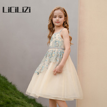 Particle Girl Apricot Embroidered Embroidered Dress 2022 Summer Pendant With Dress Girl Foreign Air Holiday Wind Princess Dress