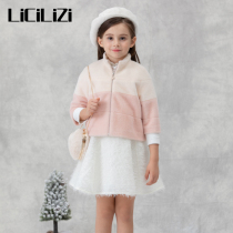 LiCiLiZi particle girl apricot pink stitching short jacket stand collar Middle sleeve early autumn winter plush warm top