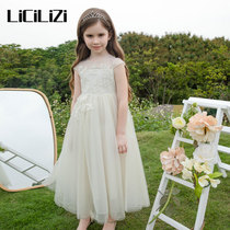 Particle Girl White Princess Dress Fluffy Dresses Flowers Child Wedding Dresses High-end Evening Gown Girl Host Piano