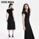 VeroModa dress 2024 ພາກຮຽນ spring ແລະ summer ໃຫມ່ຂອງແມ່ຍິງແອວສູງແອວສີດໍາ dress acetic slimming