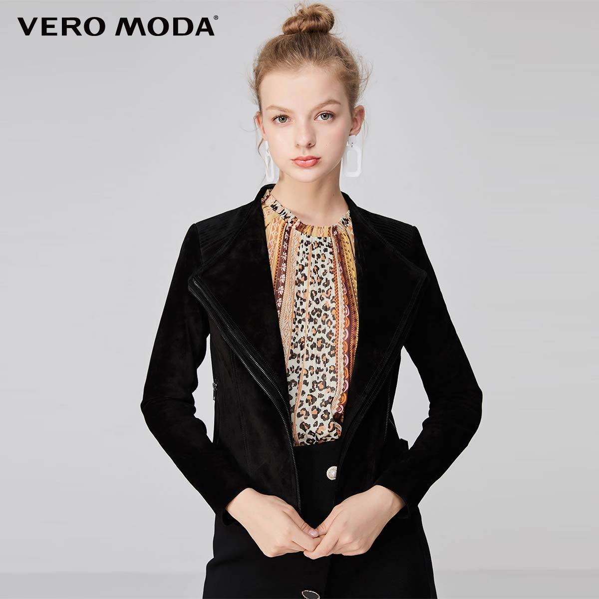 Vero Moda Vintage đầu máy dây kéo trang trí da da váy phụ nữ) 319310520