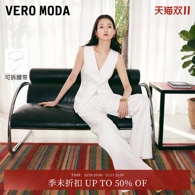 Vero Moda Commuting Suit 26 Summer Includes Lyocell White Vest High-Waisted Wide-Leg Casual Pants Old Money Style Vero Moda Commuting Suit 26 Summer Includes Lyocell White Vest High-Waisted Wide-Leg Casual Pants Old Money Style