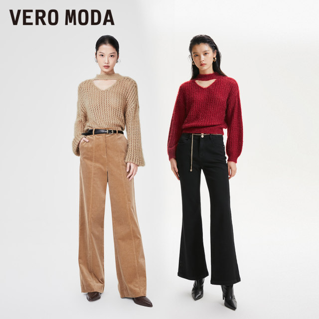 VeroModa Sweater Women's 2023 Early Spring New Slightly Loose Hollow Red Western Style Bottoming