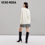 Vero moda, трикотажный демисезонный милый женский свитер с бантиком, оверсайз, V-образный вырез