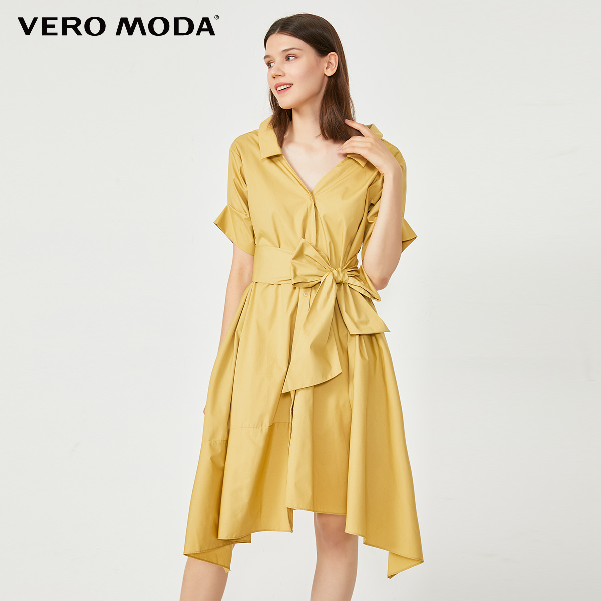 Sb5 Moss GreenVero Moda Spring and summer Ins wind Age reduction pure cotton Frenulum Medium and long term Dress female | 32036Z036