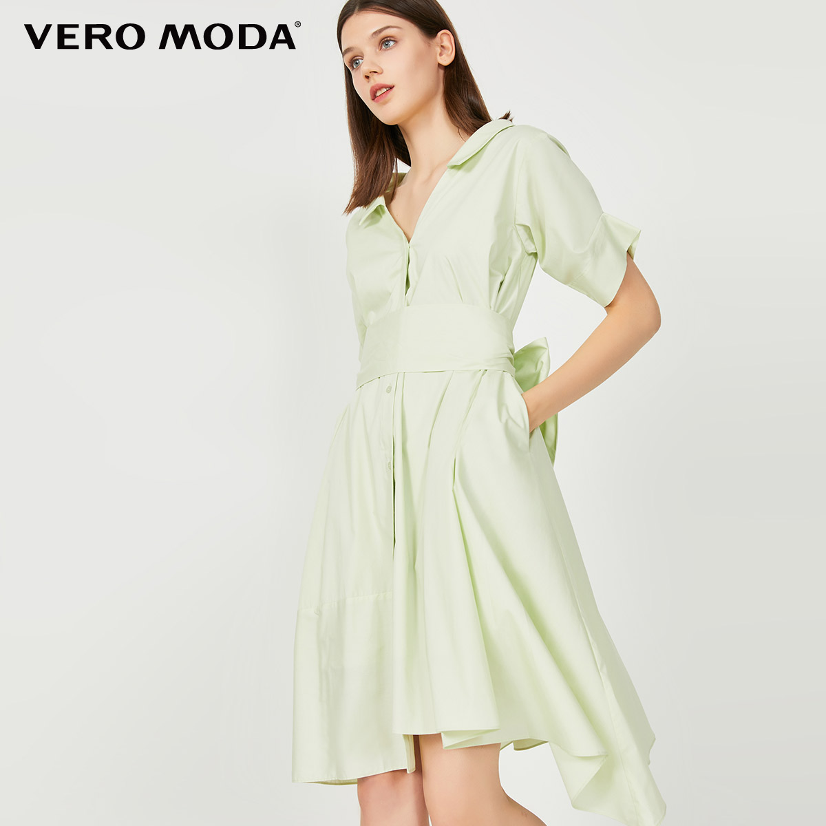 A02 Grass Seven GreenVero Moda Spring and summer Ins wind Age reduction pure cotton Frenulum Medium and long term Dress female | 32036Z036
