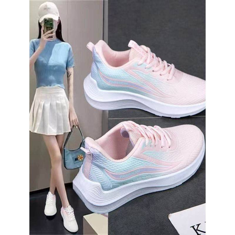 Warrior 2026 Summer New Women's Sports Shoes Trendy Casual Shock-Absorbing Gradient Lightweight Student Military Training Running Shoes