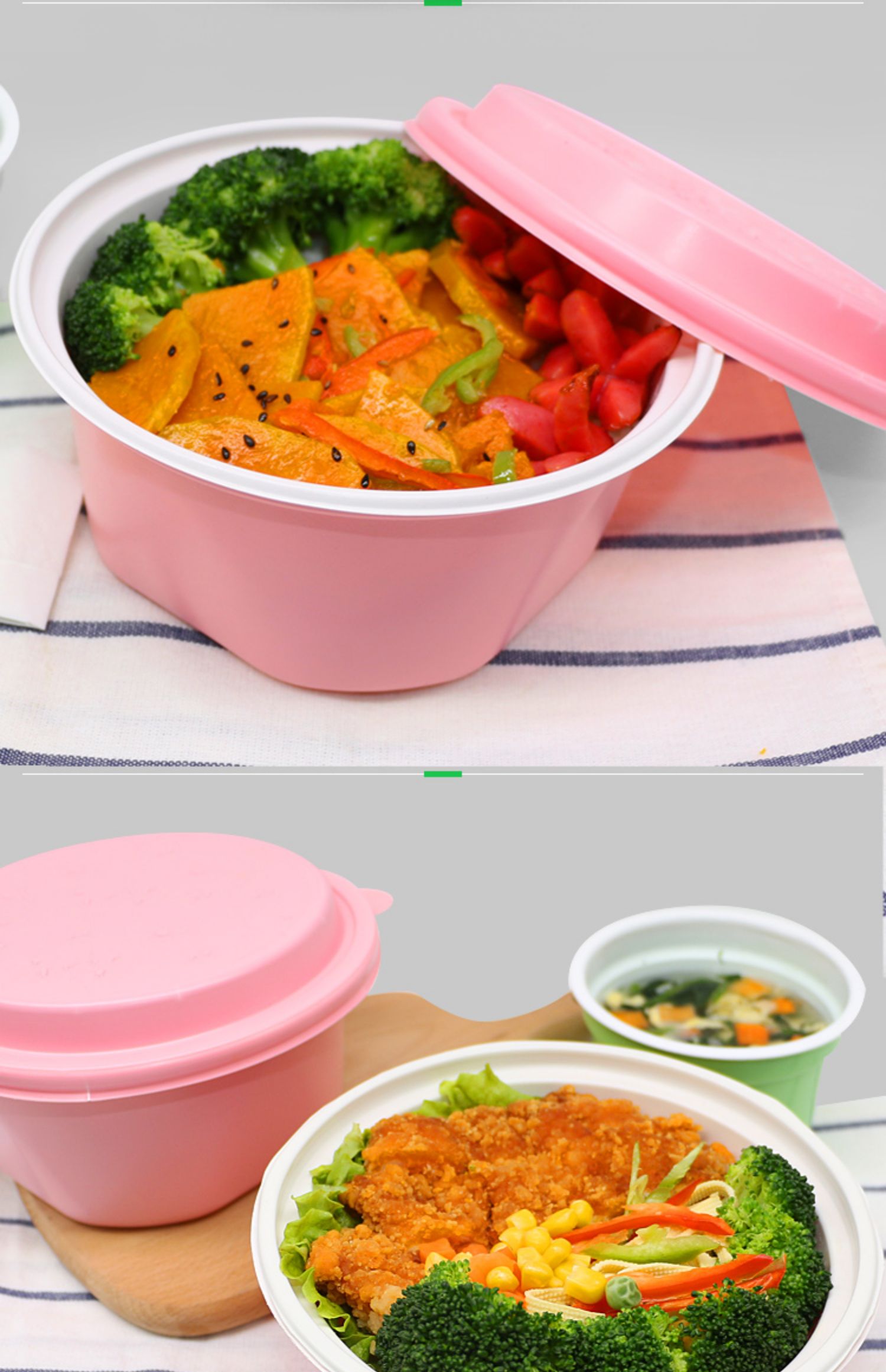 Bảy hộp màu tròn dùng một lần hộp ăn trưa hộp nhựa hộp có nắp đôi đóng gói hộp thức ăn nhanh hộp cơm trưa - Hộp cơm điện sưởi ấm hộp hâm nóng thức ăn lock&lock