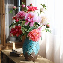 Peony flower simulation flower living room decoration high-end dining table decoration large bouquet decoration single fake flower artificial flower