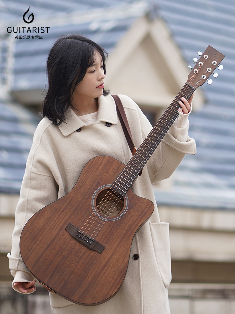 Net red with the same imported guitarist single-board guitar beginner boys and girls special folk guitar entry