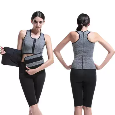 Sports fitness velcro thin waist elastic corset heating neoprene snowflake sweat suit 9090