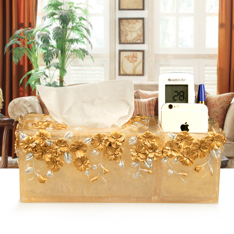 Creative European-style tissue box high-end decoration multi-functional storage box household paper box toilet tissue box