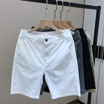 European Station~Simple and comfortable white shorts for men simple cotton business casual pants summer mid-length pants slim fit