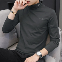 Semi-high collar undershirt male long sleeve spring autumn new embroidery trendy Korean version to lead Modale t-shirt male cx