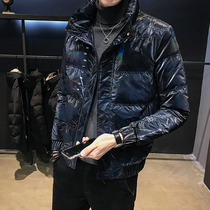 Down jacket mens short model 2019 New Tide handsome thin mens winter coat Tide brand Bright Face Mens winter clothing wt