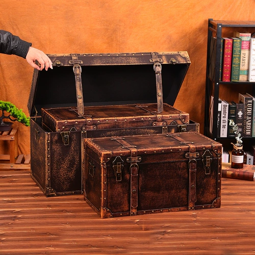 Старомодный ретро вместительный и большой чемодан, ящик для хранения, коробка для хранения, декор