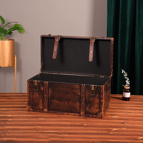 Старомодный ретро вместительный и большой чемодан, ящик для хранения, коробка для хранения, декор