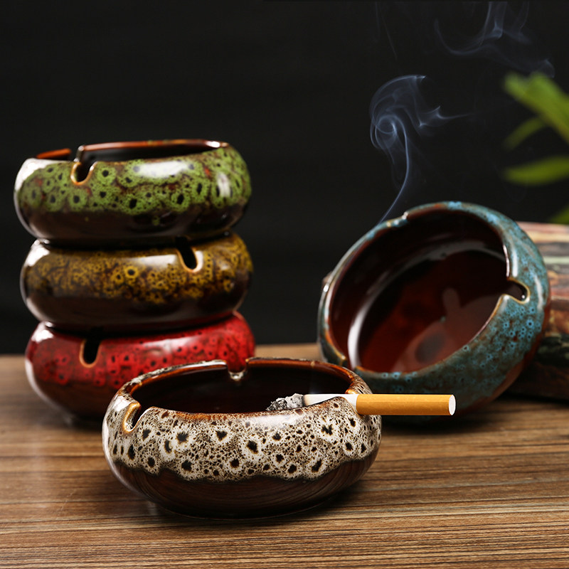 Home Living Room Creative Ceramic Kin-changing Ashtray New Chinese Tea Stand Tea Cigarette Cigarette Cigarette Cigarette