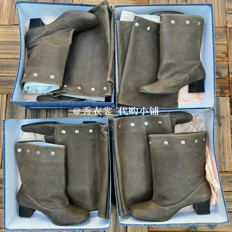 Paloma Wool Boots, Same Style as Kiko Mizuhara from Spain, with Rivet Stitching, Detachable and Convertible into Two Styles, Long Boots