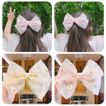 Korean childrens mesh bow hair clip girl does not hurt hair embroidery Daisy banghai clip hairhairclip headdress