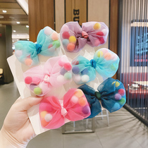 Girl net gauze color ball bow hairpin hair accessories Lady simple not hurt hair banghai clip children cute broken hairclip