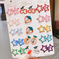 Korean children hipster cute star hairclip headwear girl Net red bangs clip hair girl color side clip