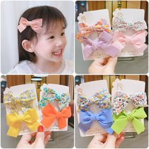Childrens cute floral bow hairclip headgear little girl simple not hurt hair bangs clip hair lady side clip