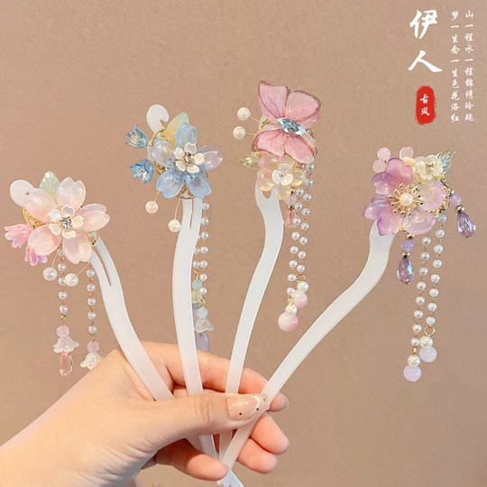 Children's New Chinese Style Butterfly Tassel Hairpin