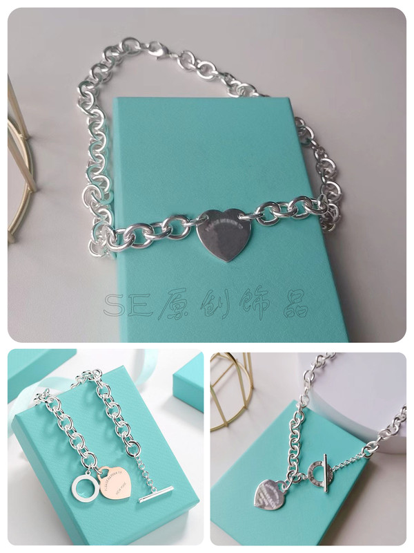 S925 Sterling Silver Heart-Shaped Pendant Ot Clasp Necklace for Women, Versatile Heart-Shaped Collarbone Chain, Gift for Girlfriend